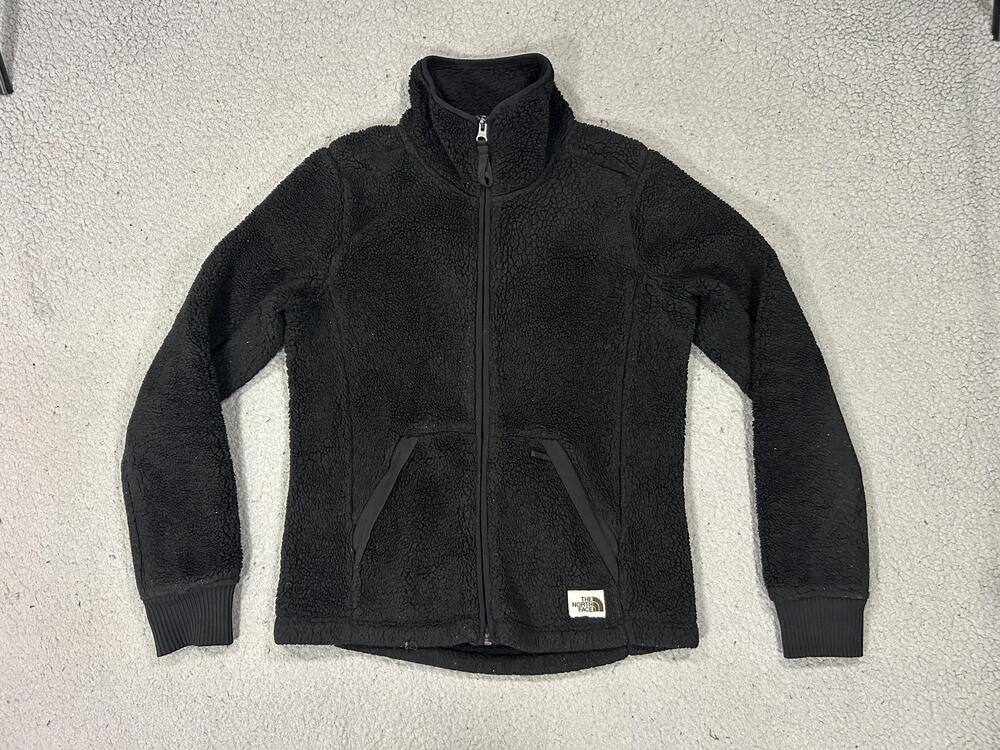 The North Face Jacket Womens XS Black Sherpa Fleece Full Zip Hiking Outdoors